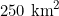 250 \text{ km}^2