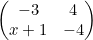 \begin{pmatrix} -3 & 4 \\ x+1 & -4\end{pmatrix}