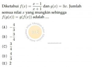 Fungsi Komposisi Fungsi Invers Simak UI Matematika Dasar 2011 Kode 211 Nomor 3 anloneducation.com