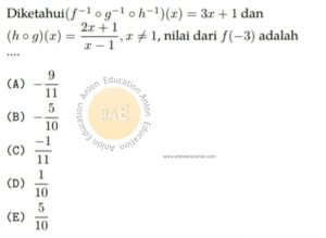 Fungsi Komposisi Fungsi Invers Simak UI Matematika Dasar 2013 Kode 332 Nomor 14 anloneducation.com