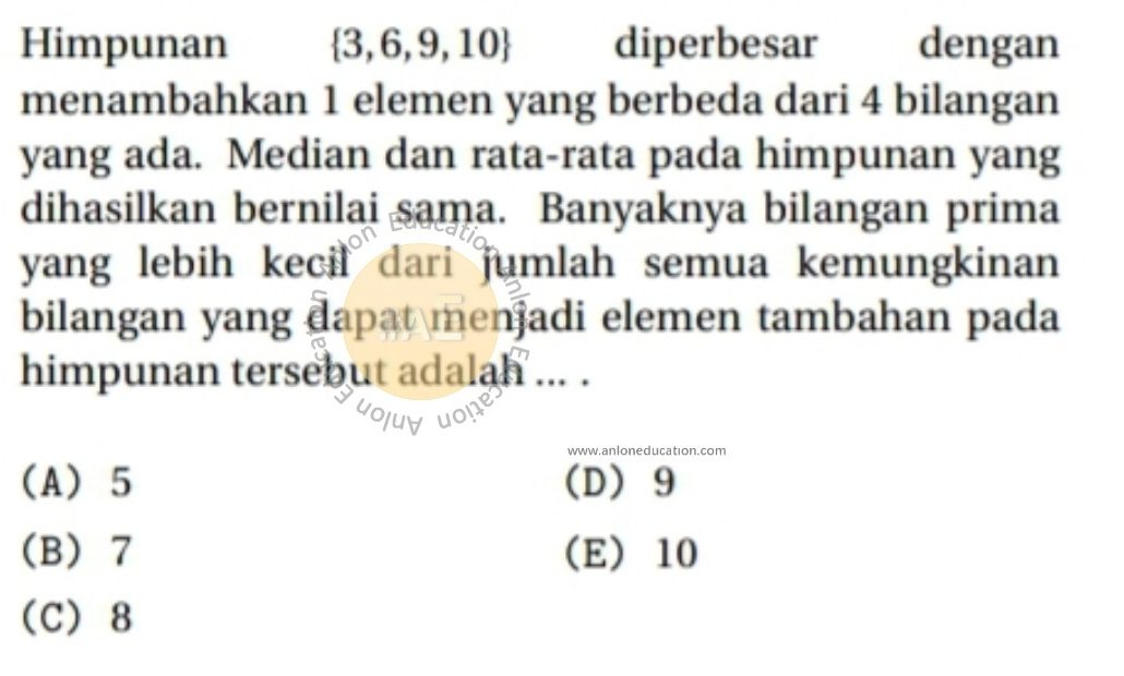 Statistika Simak UI Matematika Dasar 2014 Kode 2 Nomor 15 anloneducation.com