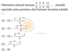 Barisan dan Deret Aritmatika Geometri Simak UI Matematika Dasar 2012 Kode 221 Nomor 2 anloneducation.com_marked