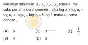 Logaritma atau Barisan dan Deret Aritmatika Geometri Simak UI Matematika Dasar 2009 Kode 951 Nomor 3_marked