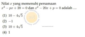 Persamaan Kuadrat atau Sistem Persamaan Linear Simak UI Matematika Dasar 2010 Kode 205 Nomor 20 anloneducation.com_marked