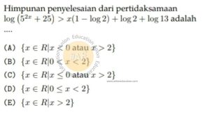 Pertidaksamaan atau Logaritma Simak UI Matematika IPA 2013 Kode 133 Nomor 7 anloneducation.com_marked