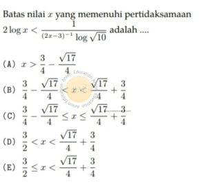 Pertidaksamaan atau Lohgaritma Simak UI Matematika IPA 2010 Kode 506 Nomor 4 anloneducation.com_marked