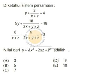 Sistem Persamaan Linear SPL Simak UI Matematika Dasar 2009 Kode 911 Nomor 9_marked